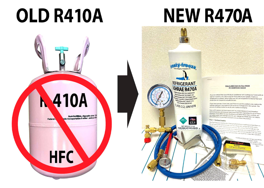 R470a, HFO, 23 oz.  Pro Recharge Kit, DIY Instructions, NO-HFC's, EPA Approved