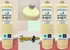 R407C, R-407C, R-407, R22 Alternate, Refrigerant, (3) 28 oz. Cans, Can Taper
