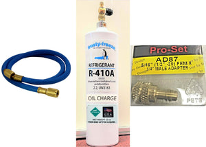 R410A, R-410a, with 4 oz "OIL-CHARGE", Air Conditioner, 1.43 lbs, 23 oz. A/C Kit