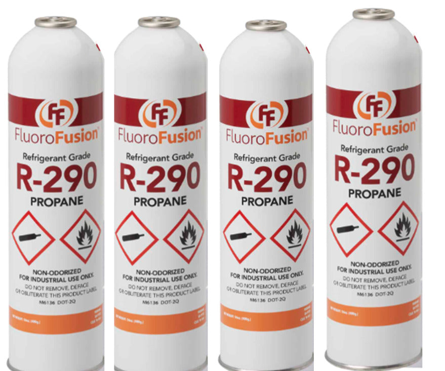 R–290, (4) Large 14 oz. Cans, FluoroFusion, Refrigerant Grade Propane