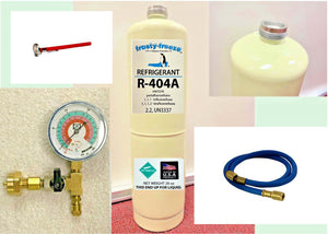 R404A, R-404a, Refrigerant 28 Oz. Disposable Can, Check & Charge It Gauge & Hose