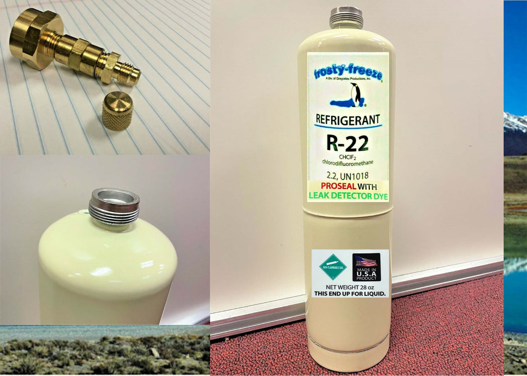 R--22, R-22Refrigerant With UV Dye & Stop Leak 28 oz NEW Disposable One Step Can