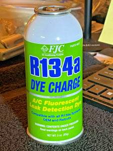 Automotive A/C Refrigerant with DYE CHARGE, Fluorescent Leak Detection Dye, 3 oz