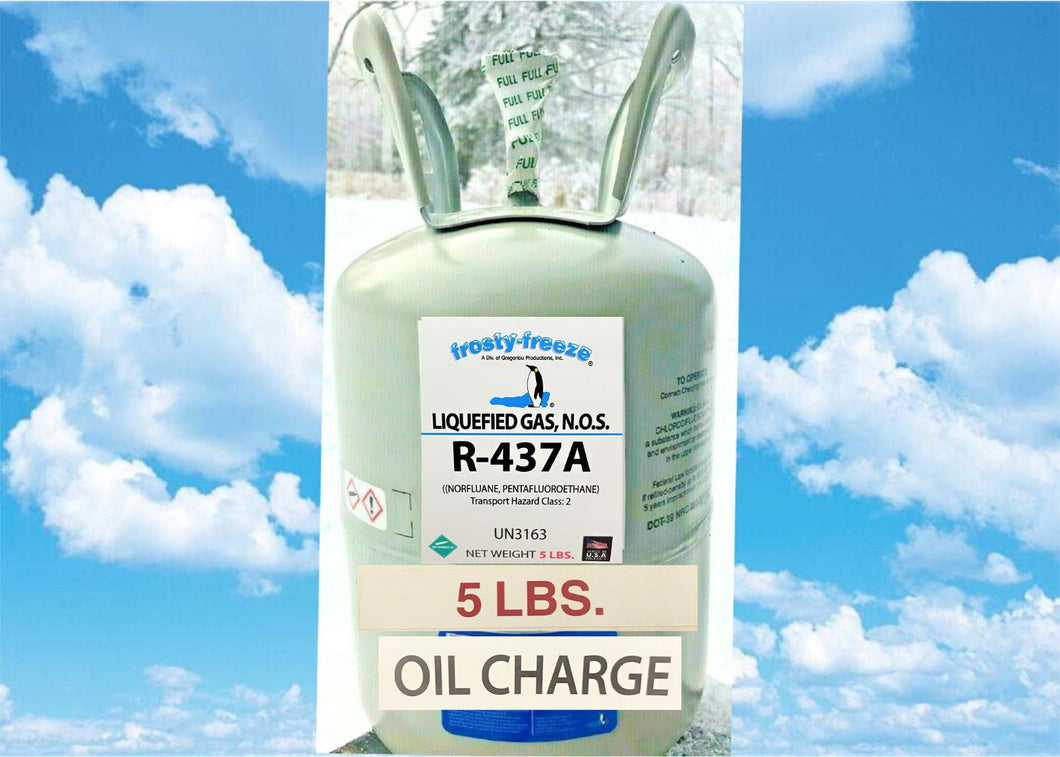 R437a, Refrig., 5 Lbs. w/8 oz. Oil, Replace R12, R401a/MP39, R401b/MP66, R409a/b