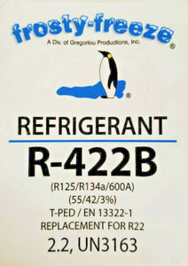 R422b, NU22, R22Refrigerant Replace, 5 Lb. w/8 oz UV Florescent Leak Detect Dye