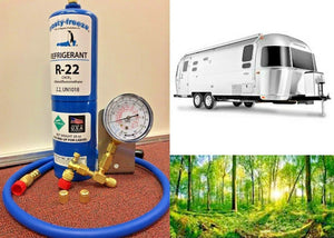 Refrigerant22, r22A/C Recharge Kit, 28 oz., Camper, RV, Travel Trailer, tap