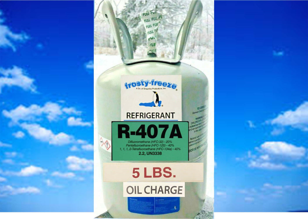 R407A, R--22 Refrigeration Replacement, 5 Lb w/Oil Low Medium Temp Refrigeration
