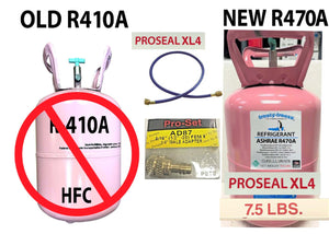 R470a Refrigerant with STOP LEAK, 7.5 lb. ASHRAE & EPA Accepted A/C Recharge Kit