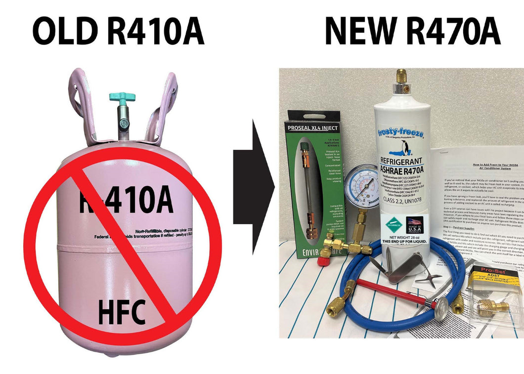 R470a, HFO, 28 oz.  w/LEAK STOP, Kit, DIY Instructions, NO-HFC's, EPA Approved