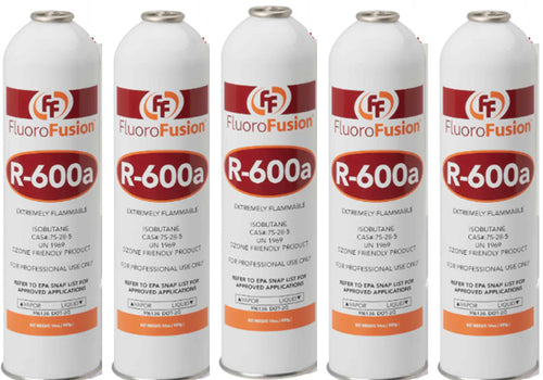 R–600a, (5) Five Large 14 oz. Cans, FluoroFusion, Refrigerant Grade Isobutane