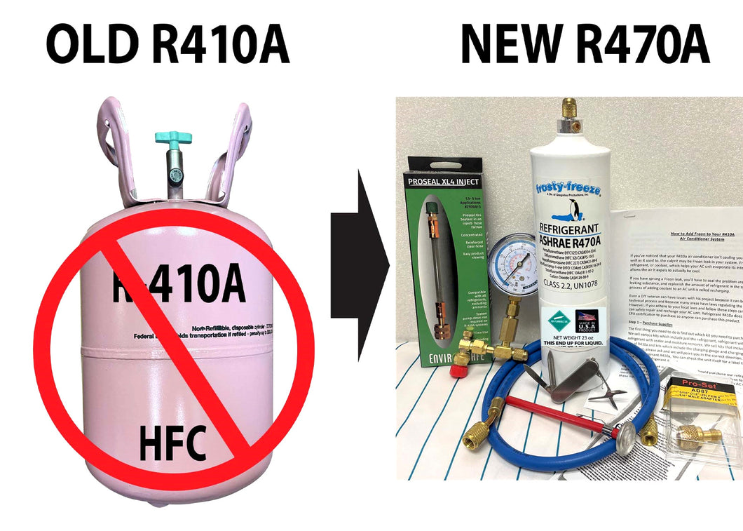 R470a, HFO, 23 oz.  w/LEAK STOP, Kit, DIY Instructions, NO-HFC's, EPA Approved