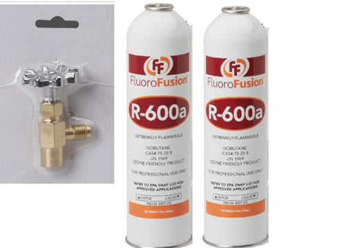 R600a, R-600a Refrigerant, 3 cans & gauge kit Enviro-Safe #8056