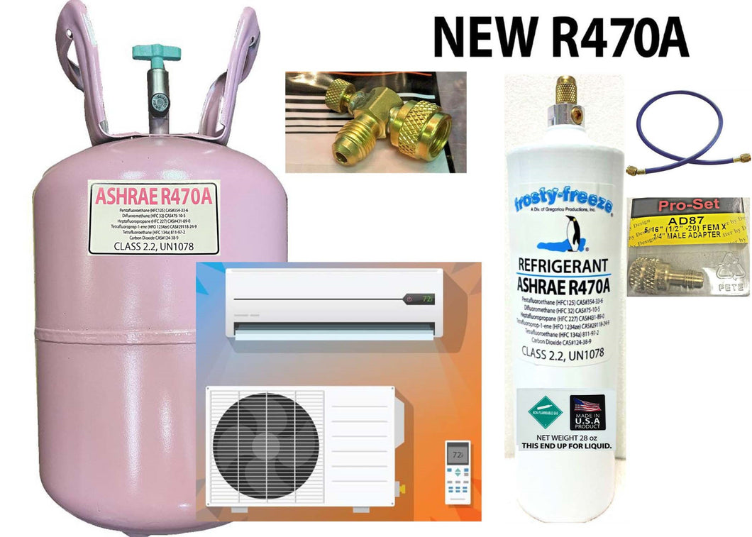 R470a, 28 oz. New Style Home AC Refrigerant Recharge Kit, EPA & ASHRAE Accepted