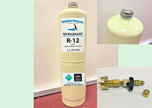 R12 Refrigerant, Dichlorodifluoromethane, 15 oz Can, CGA600 Taper On/Off Valve