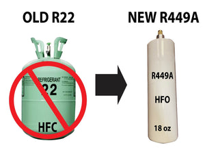 R449a (HFO) 18 oz. "NO-HFC's" ASHRAE Certified, EPA SNAP Approved 22 Replacement