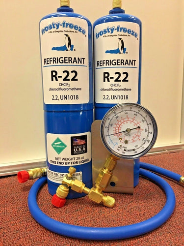 R22 Refrigerant R-22, Air Conditioner, (2) 28 oz Cans, LARGE, Recharge Kit
