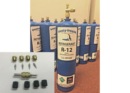 R12, Refrigerant 12, Virgin Pure R-12, 28 oz. Includes On/Off Valve, Kit A7