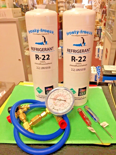 Refrigerant 22, r22, A/C, R-22, Two 28 oz Cans, Recharge Pocket Screwdriver Set