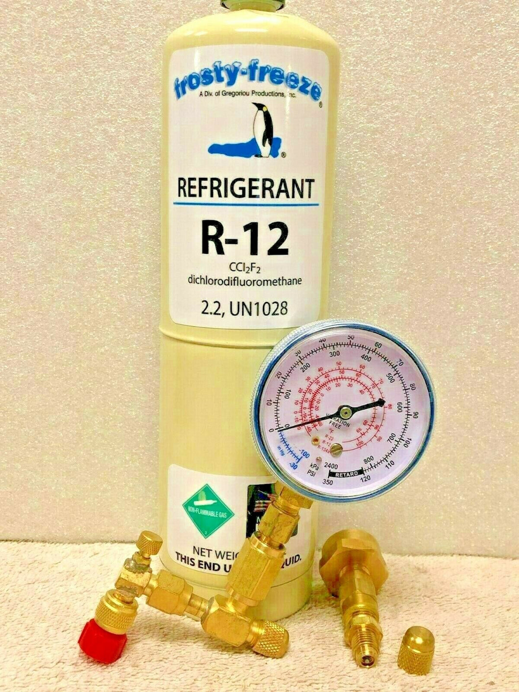 R12, R-12, Refrigerant, Dichlorodifluoromethane, Disposable 20 oz Can, Kit A