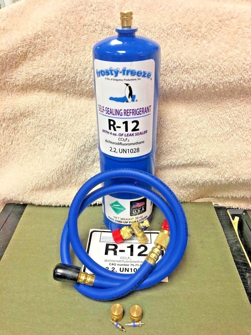 R12 Refrigerant R-12, 28 oz. With LEAK STOP, ProSeal XL4, Good For Up to 5 HP