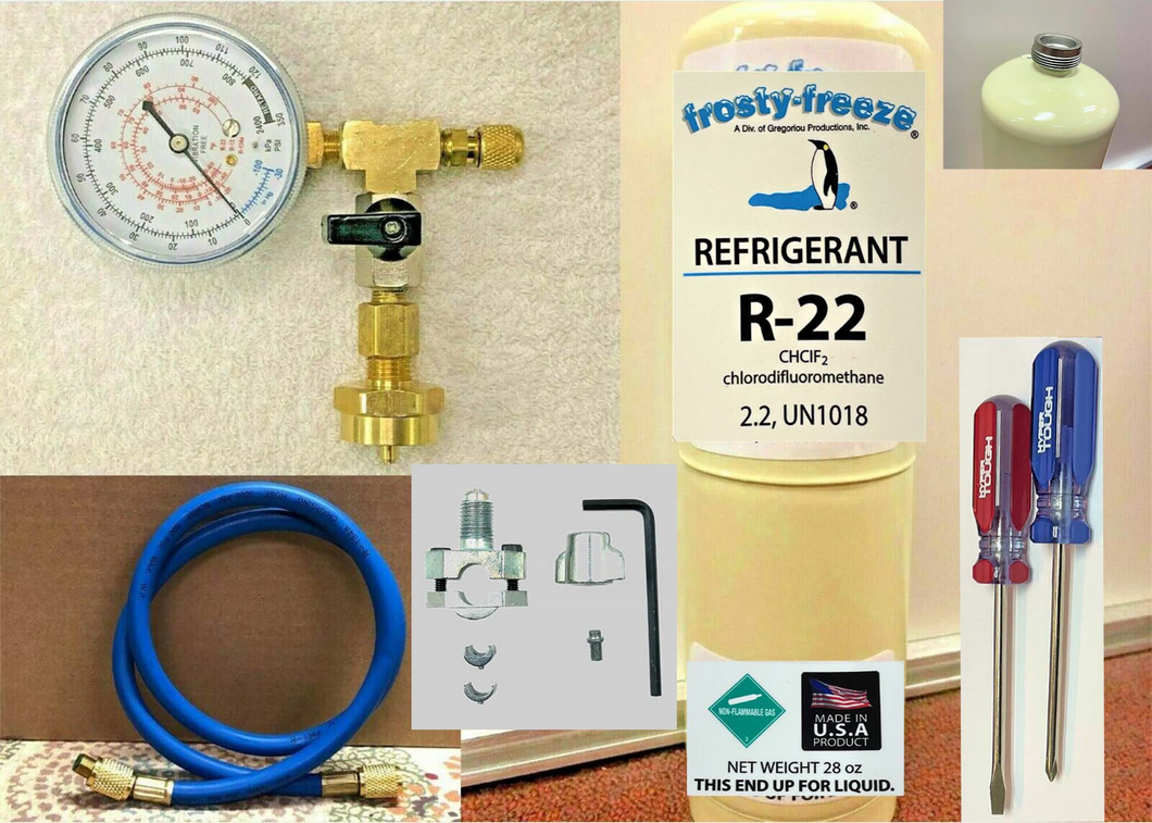 R22 Refrigerant Service Air Conditioner, 28 oz LARGE, Professional Recharge Kit