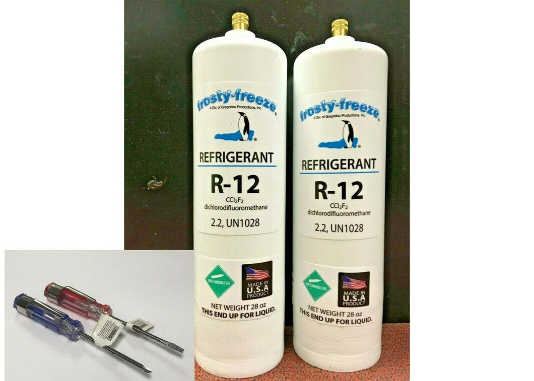 R12, Refrigerant 12, Virgin Pure R-12, (2) 28 oz. Cans, Self-Sealing Cans, Kit D