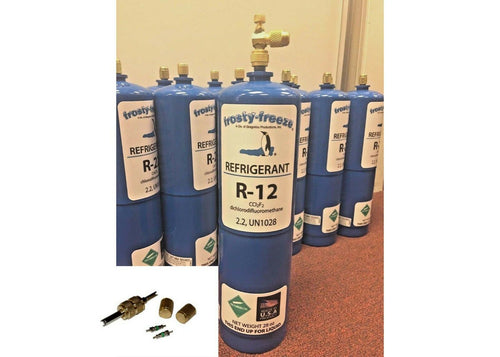 R12, Refrigerant 12, Virgin Pure R-12, 28 oz. Includes On/Off Valve, Kit A2