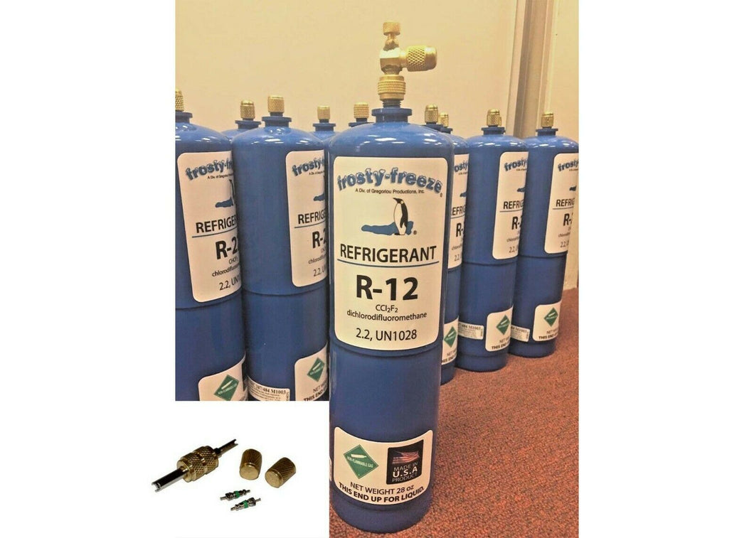 R12, Refrigerant 12, Virgin Pure R-12, 28 oz. Includes On/Off Valve, Kit A2