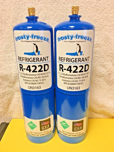 Refrigerant R422D, R-422D, (R22 R-22 R-407C R-417A Substitute), (2) 28 oz. Cans