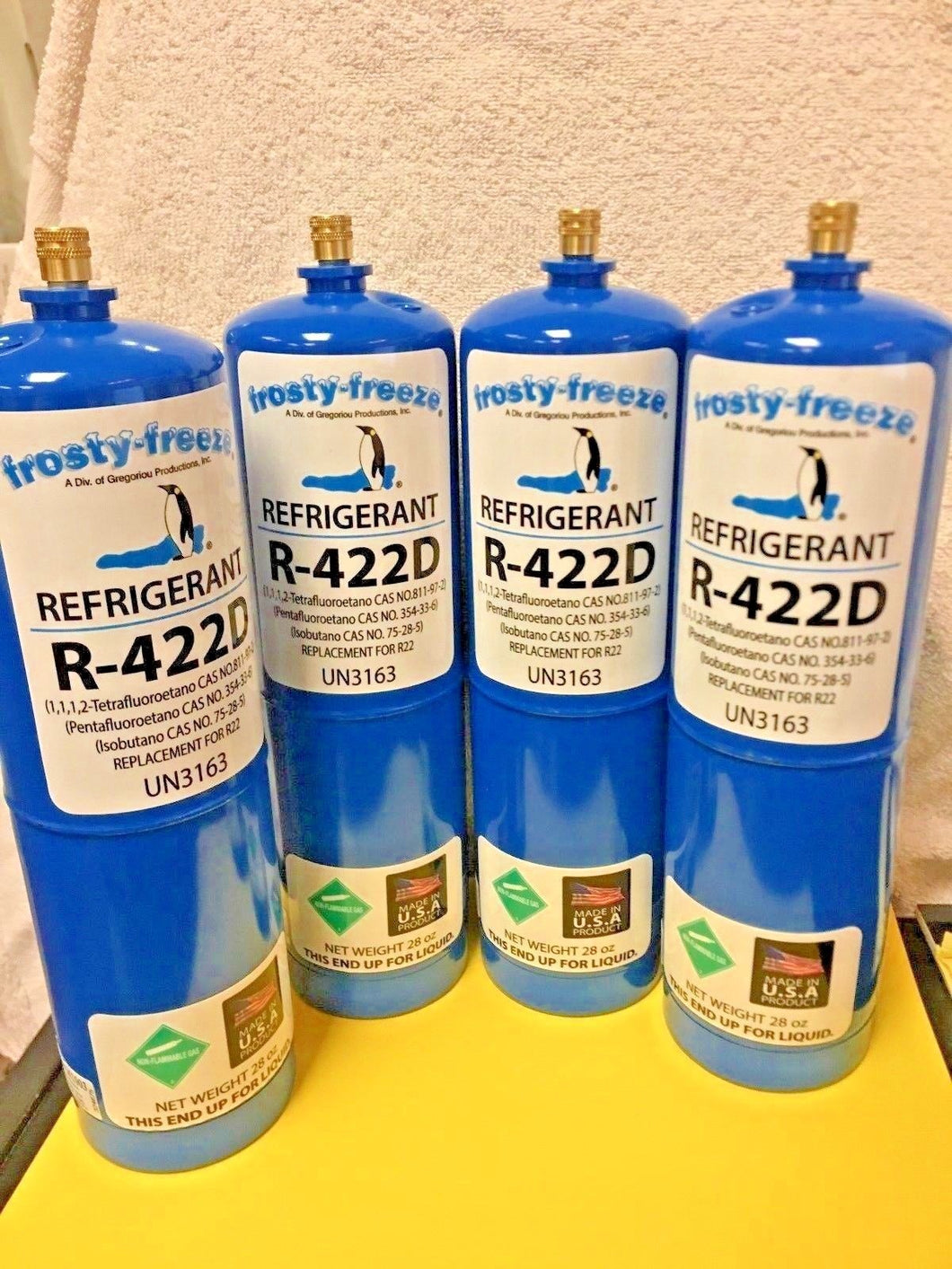 Refrigerant R422D, R-422D, (R22 R-22 R-407C R-417A Substitute), (4) 28 oz. Cans