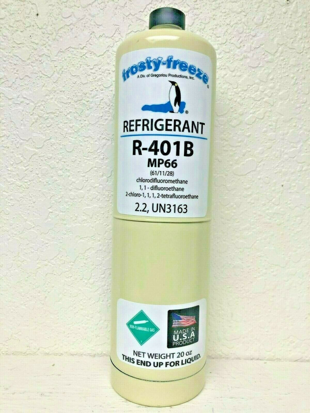 R401b, MP66, Refrigerant Coolers, Freezers, 20 oz Disposable, CGA600 Top Fitting
