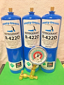 Refrigerant R422D, R-422D, R422 (R22 R-22 R-407C R-417A Substitute) 3 Can Kit