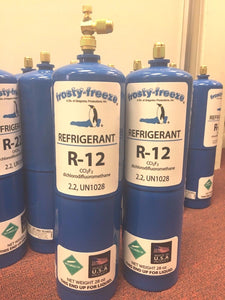 R12, Refrigerant 12, Virgin Pure R-12, (2) 28 oz. Cans On/Off Valve, 3.5 lbs