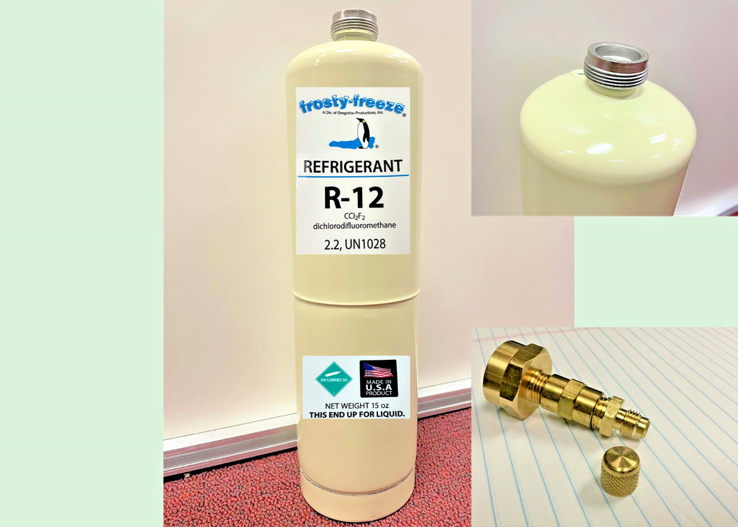 R12 Refrigerant, Dichlorodifluoromethane, 15 oz Can, CGA600 Can Taper Included