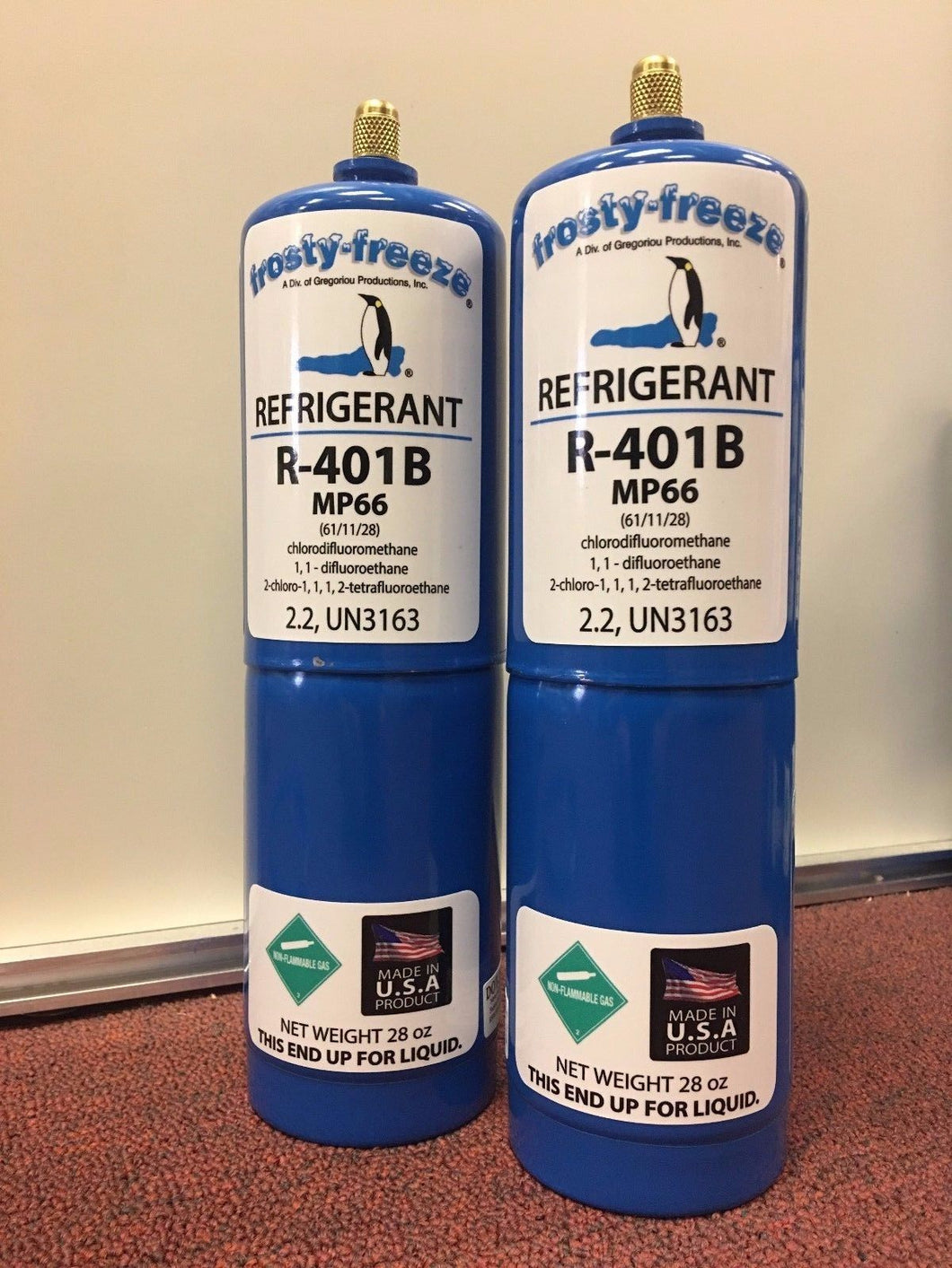 MP66, R401B, Refrigerant Coolers, Freezers, (2) 28 oz. Disposable Cans, No Taper Needed