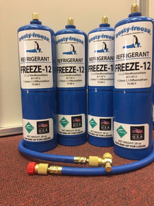 FREEZE 12, R-12, R12 REPLACEMENT, NON-FLAMMABLE NO CFC'S, (4) 28 oz. Cans KIT D