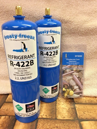 Refrigerant R422B, R-422B, (2) 28 oz. Disposable Cans, R22, R-22 Replacement