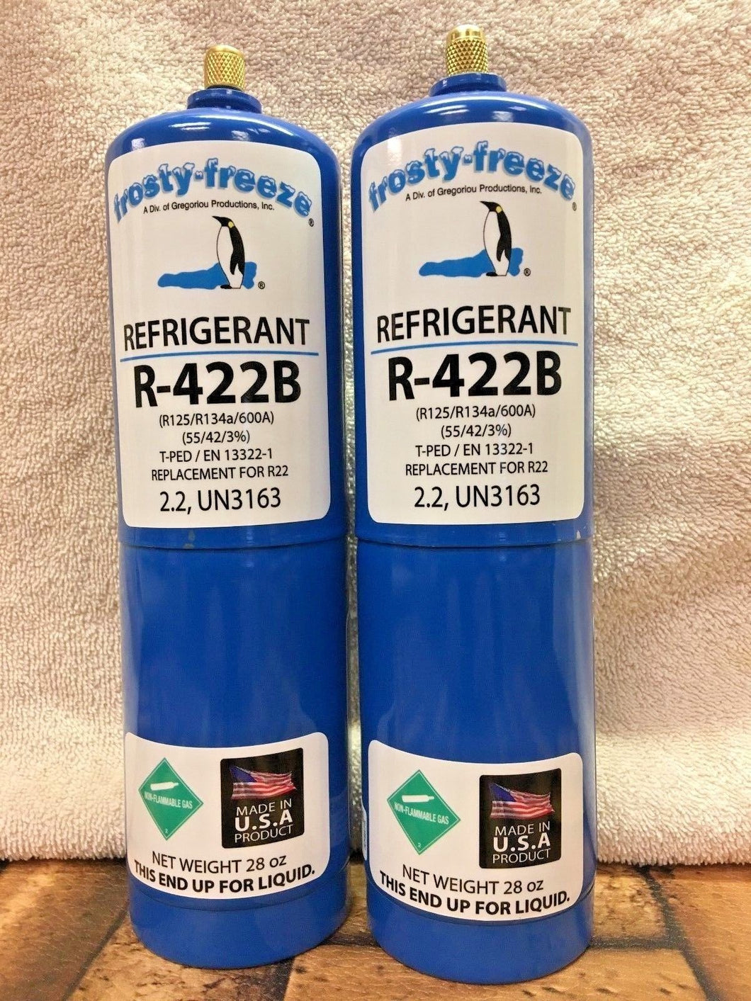Refrigerant R422B, R-422B, (2) 28 oz. Disposable Cans, R22, R-22 Replacement