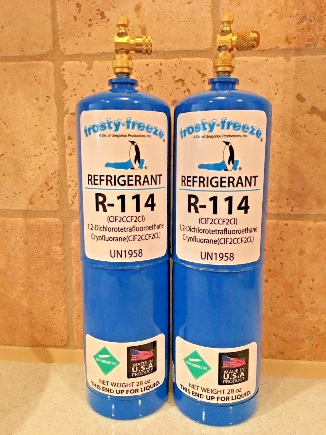 R-114, R114, Refrigerant, Dichlorotetrafluoroethane, (2) 28 oz. Disposable Cans