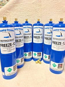 FREEZE 12, R-12, R12 REPLACEMENT, NO CFC'S,(6) 28 oz. Cans, On/Off Valve