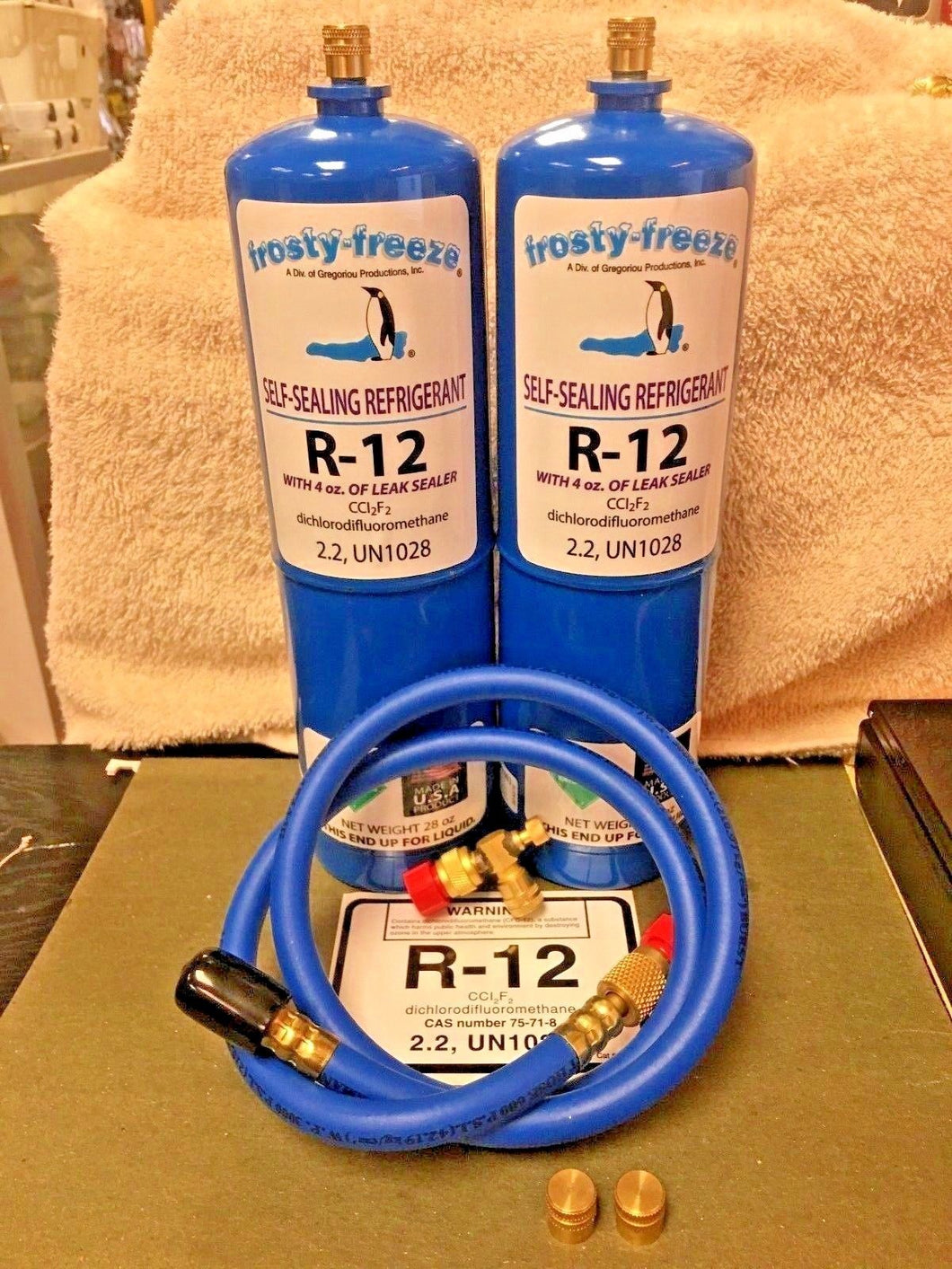 R12 Refrigerant R-12, (2) 28 oz. Cans, With LEAK STOP, ProSeal XL4, 1 to 5 HP