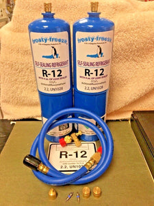 R12 Refrigerant R-12, (2) 28 oz. Cans, With LEAK STOP, ProSeal XL4, 1 to 5 HP