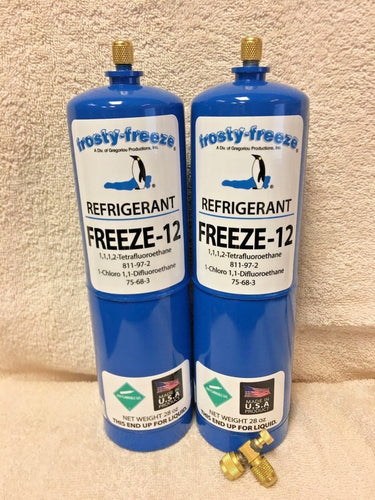 FREEZE 12, R-12, R12 REPLACEMENT, NO CFC'S,(2) 28 oz. Cans, On/Off Valve