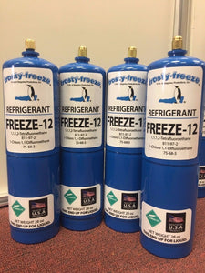 FREEZE 12, R-12, R12 REPLACEMENT, NON-FLAMMABLE & NO CFC'S, (4) 28 oz. Cans